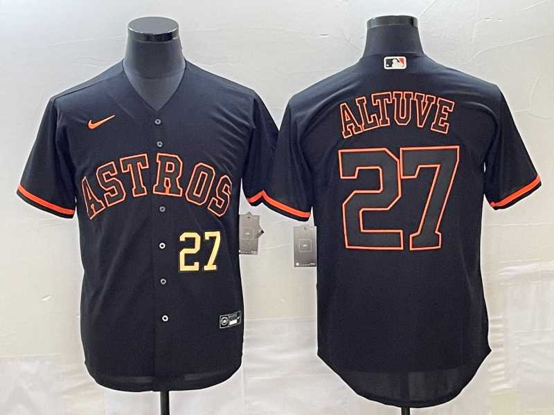 Men's Houston Astros #27 Jose Altuve Number Lights Out Black Fashion MLB Cool Base Nike Jerseys